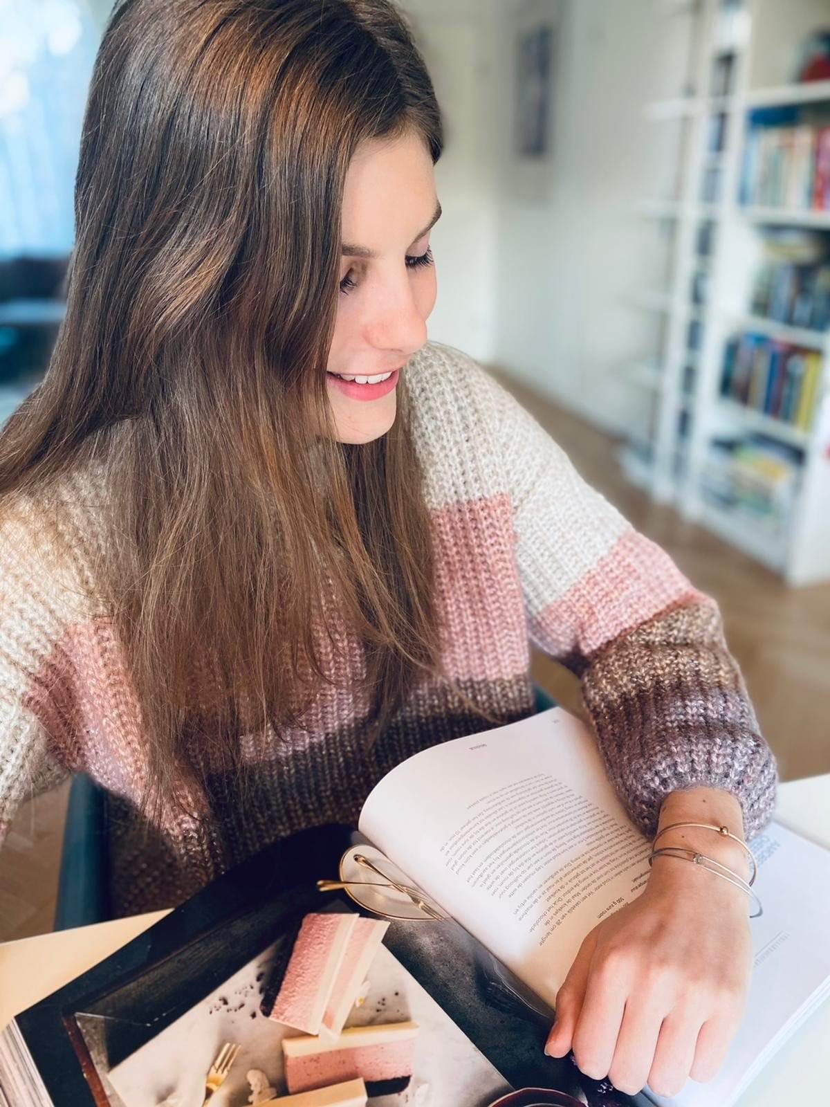 Woman wearing Thinking of You bracelet with bicolour square charm | CLIC by Suzanne