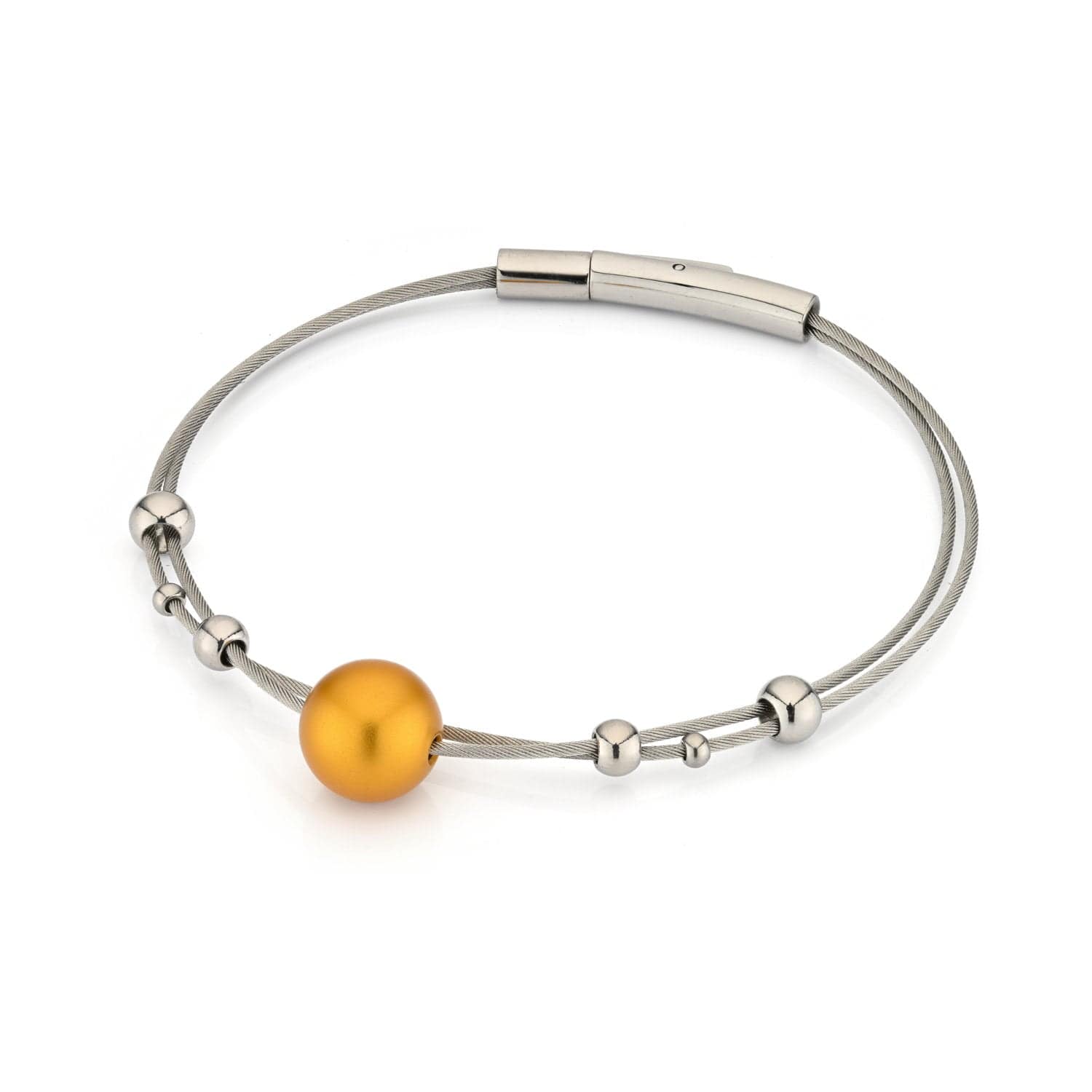 Bracelet with warm gold-coloured beads A274G