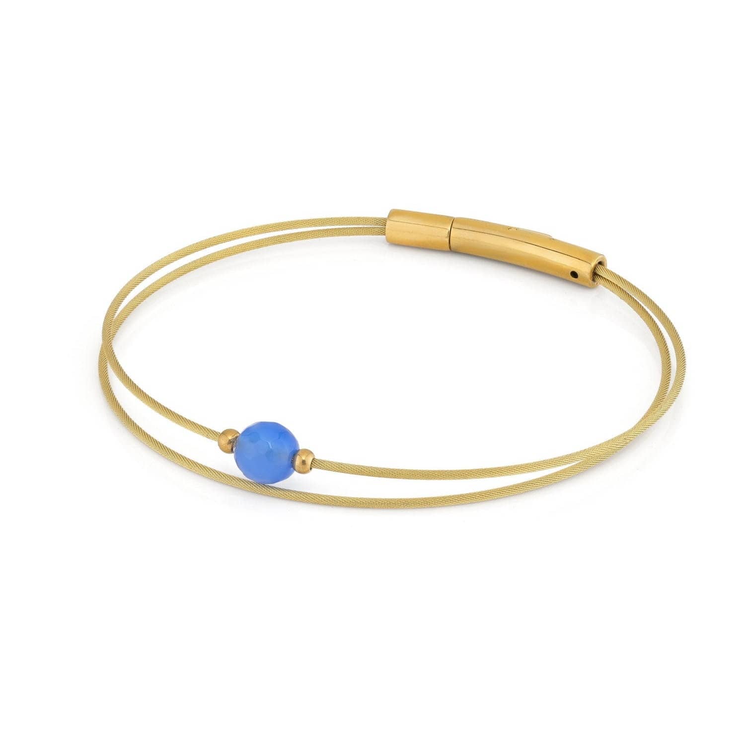 Thinking of You gemstone bracelet blue Agate gold-coloured | A714GG
