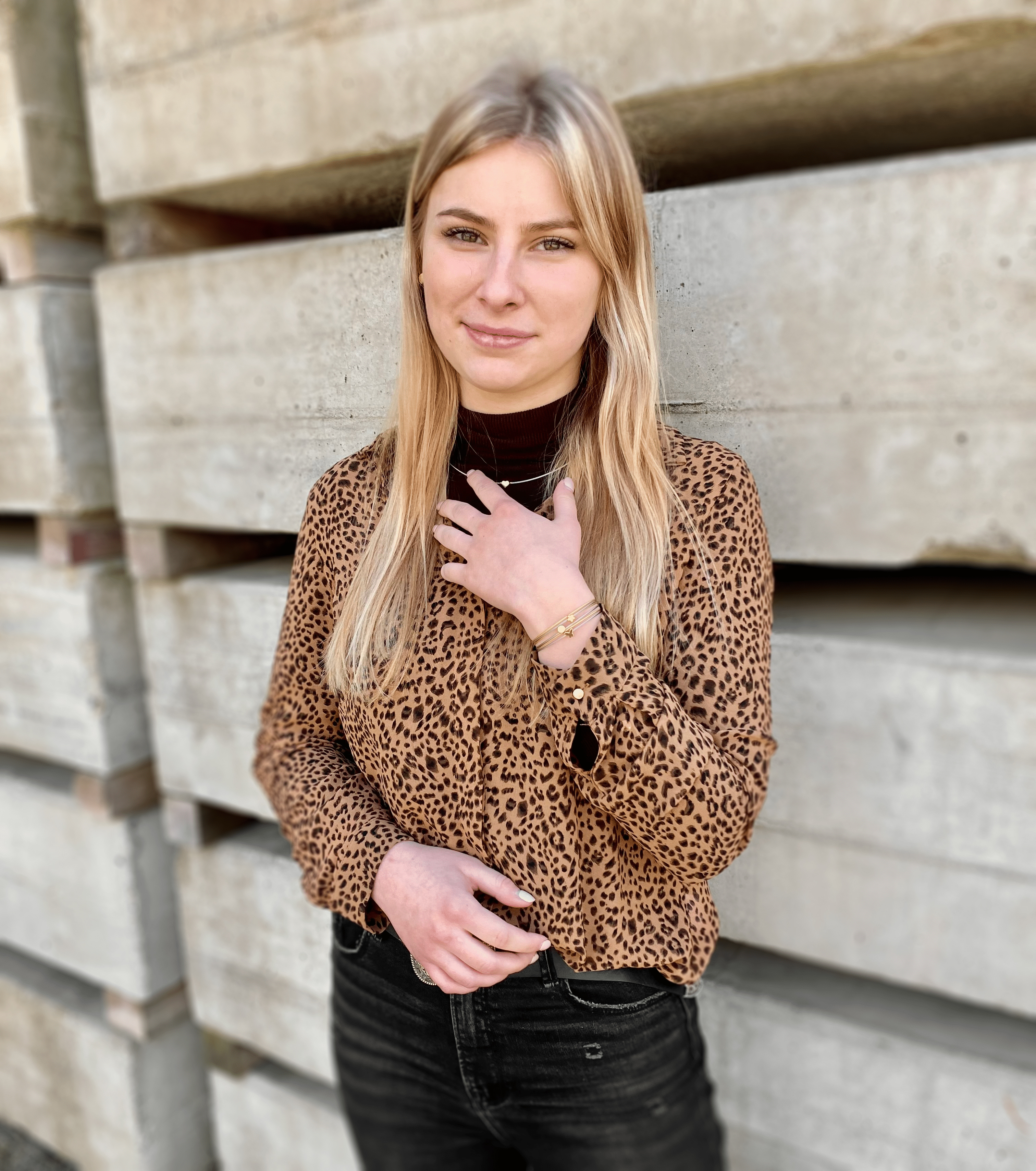 Woman wearing Thinking of You bracelet with gold-tone bead | CLIC by Suzanne