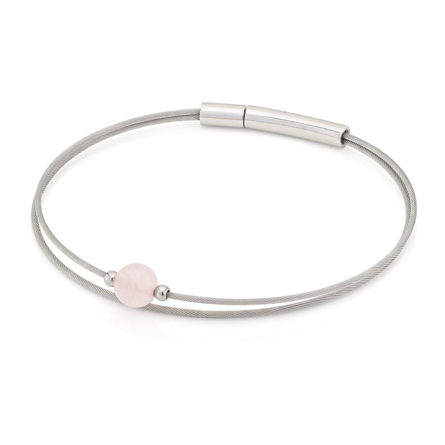 Bracelet Rose quartz gemstone silver-tone Thinking of You A711B | CLIC by Suzanne