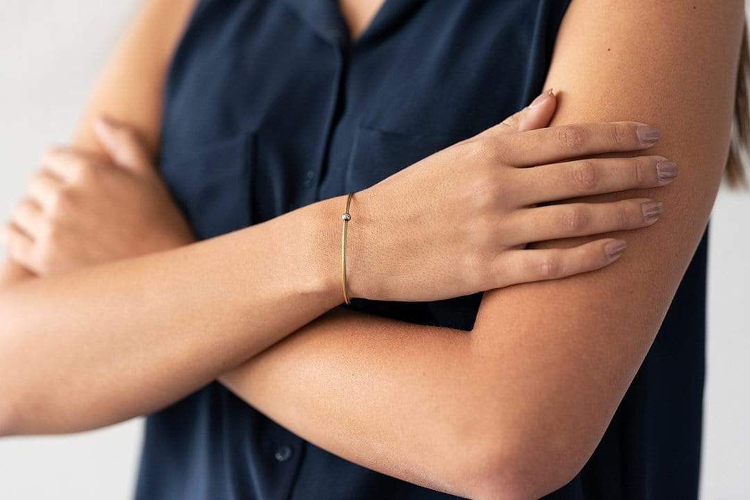 Woman wearing Thinking of You bracelet bicolour | CLIC by Suzanne